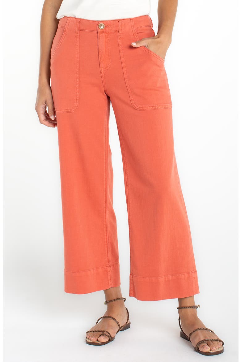 Stride High Waist Crop Wide Leg Utility Pants, Main, color, RED CLAY