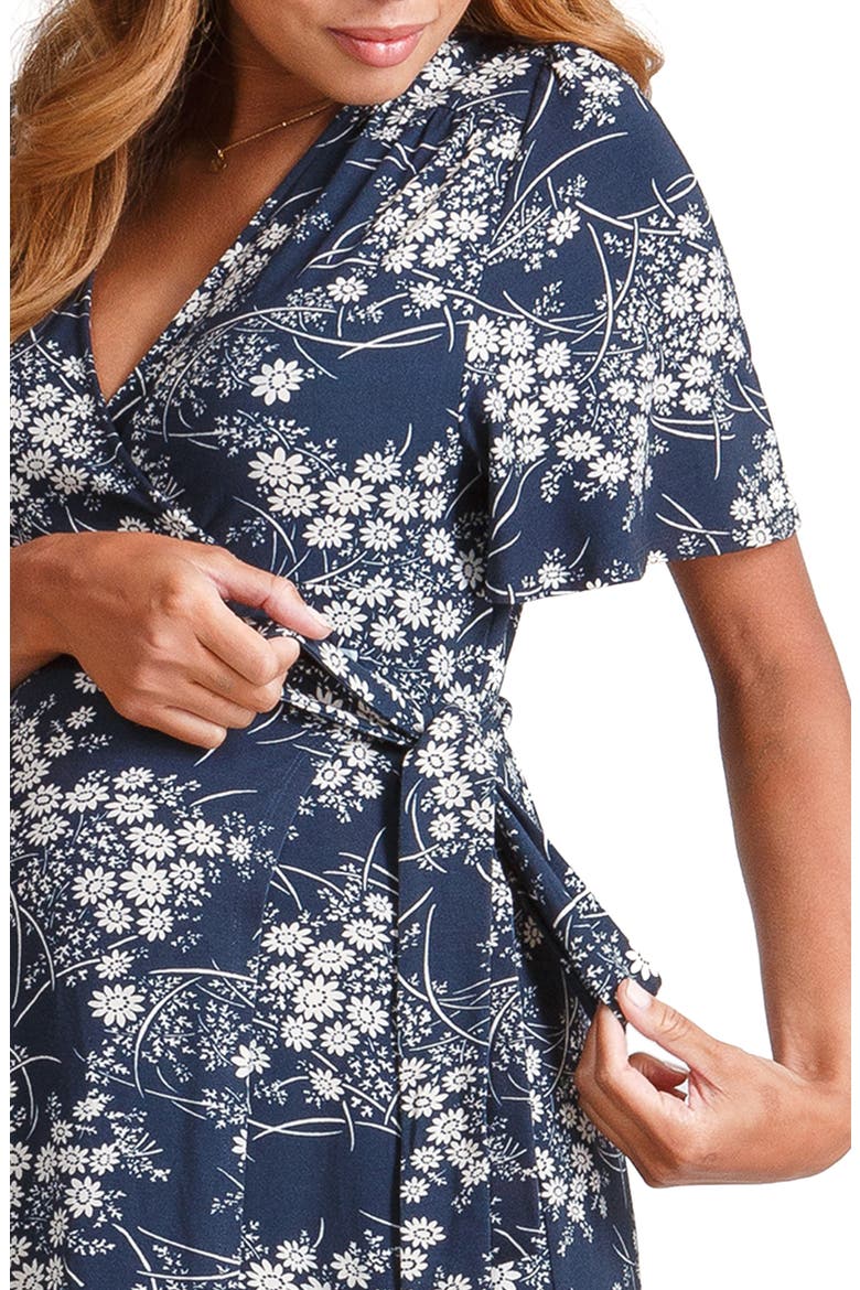 Ingrid & Isabel® Flutter Sleeve Knit Maternity/Nursing Maxi Dress, Alternate, color, VINTAGE DAISY