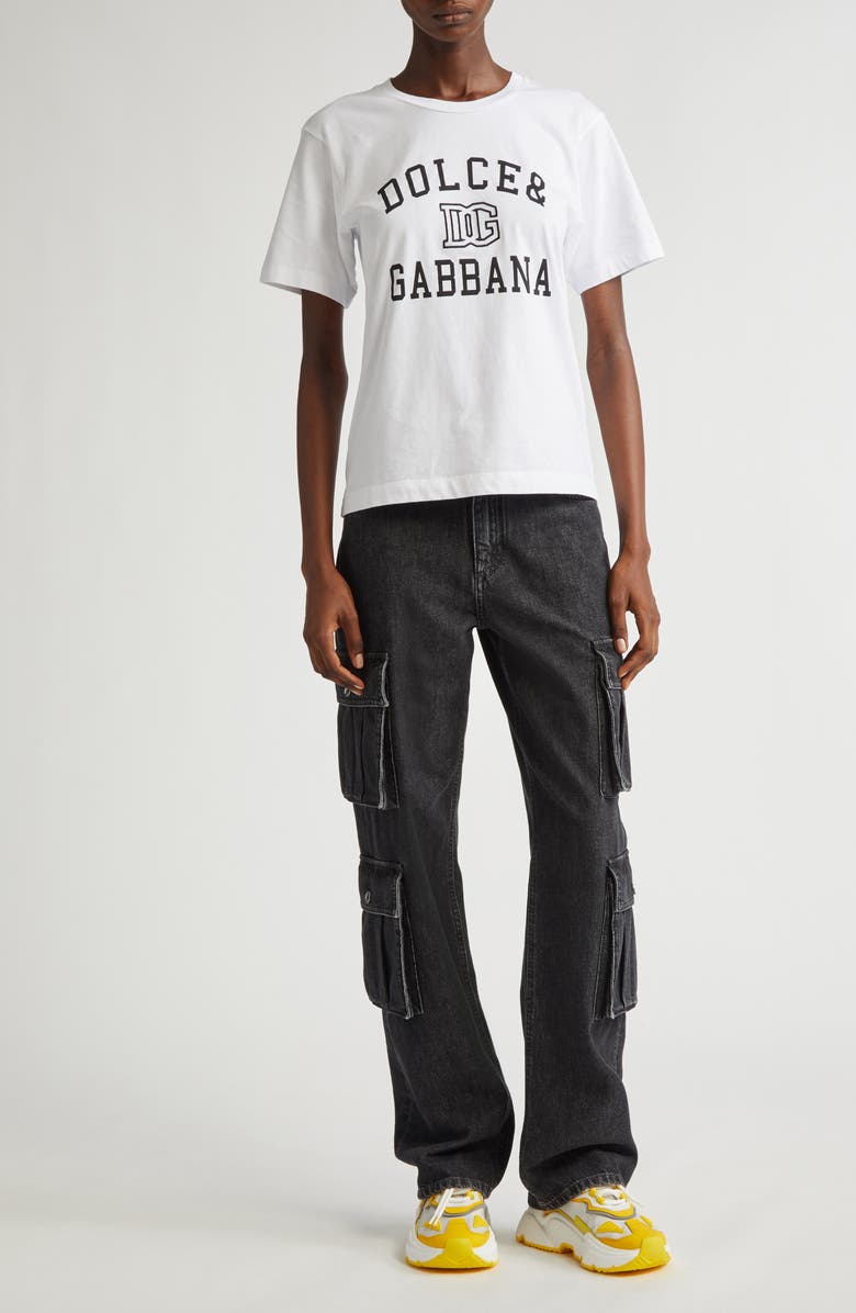 Dolce&Gabbana Denim Wide Leg Cargo Pants, Alternate, color, 