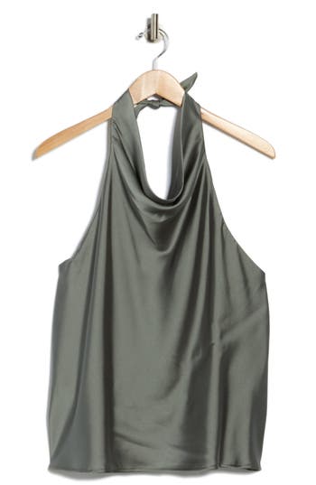 Renee C Satin Halter Top In Green