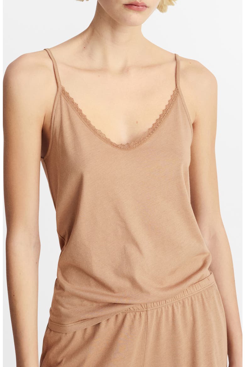 Contrast Lace Sleep Camisole, Main, color, MEDIUM BROWN