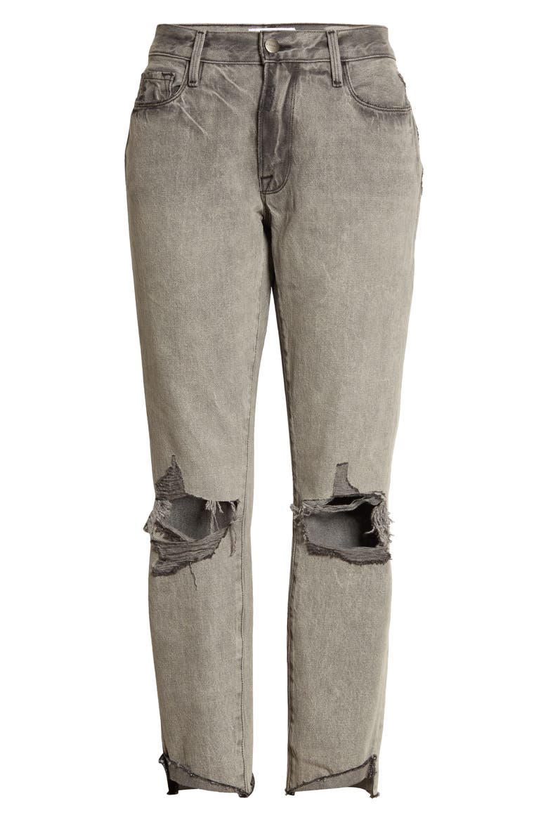 Le High Ripped Raw Hem Crop Skinny Jeans, Alternate, color, HARBOR ROAD RIPS