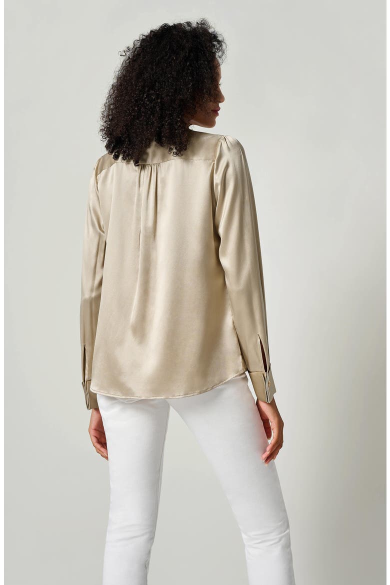 Women's Silk Blouse With Metal Chain, Alternate, color, Medium Brown