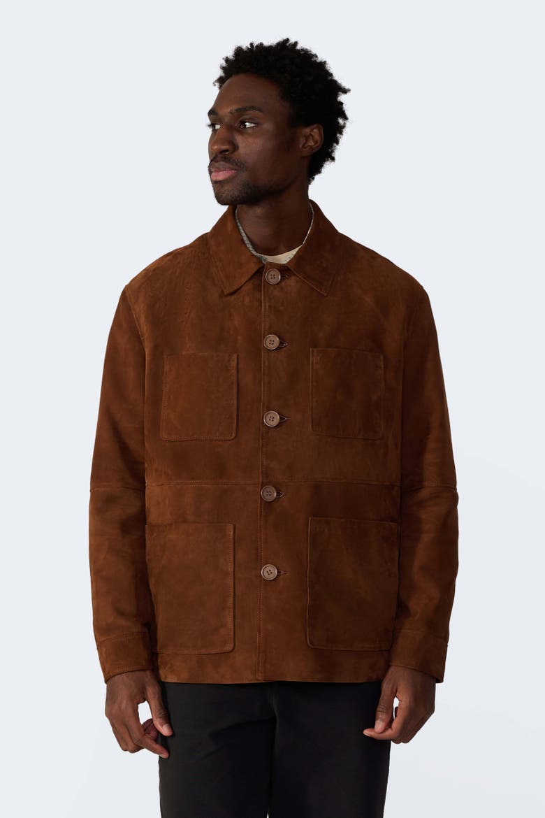 Beckett Suede Chore Jacket, Alternate, color, Chestnut