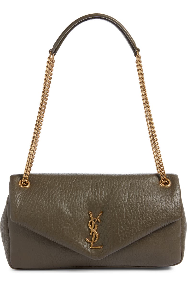 Saint Laurent Medium Calypso Leather Shoulder Bag, Main, color, Light Musk