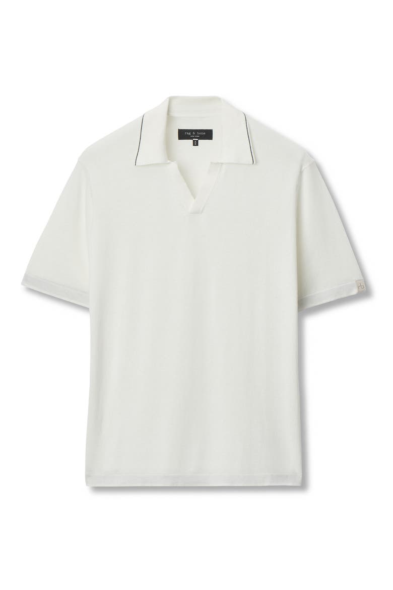 Conrad Silk & Cotton Johnny Collar Polo, Alternate, color, CHALK
