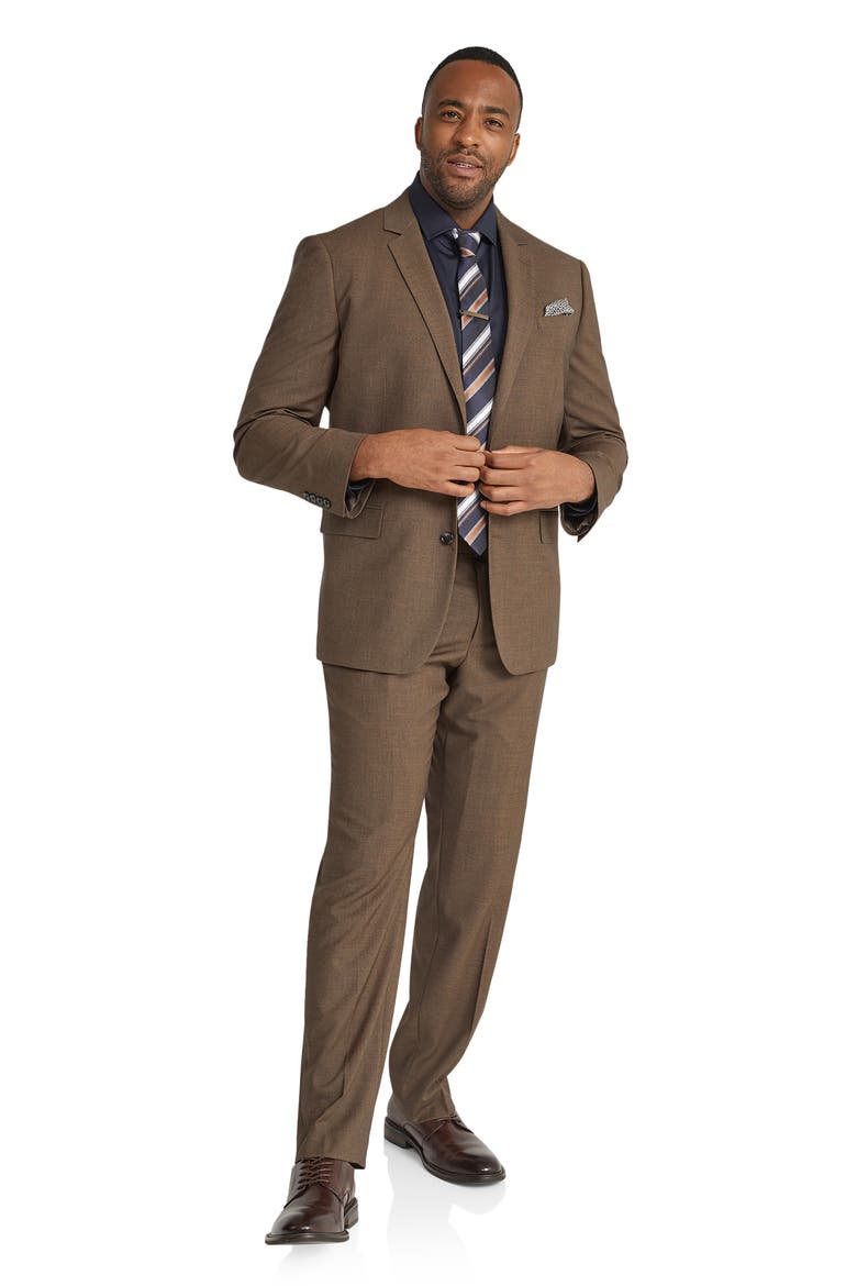 Austin Stretch Mélange Suit Jacket , Alternate, color, BROWN