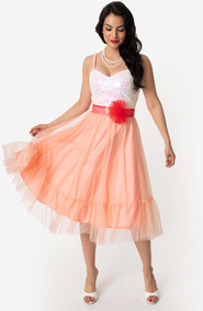 Unique Vintage Chiffon Swing Dress