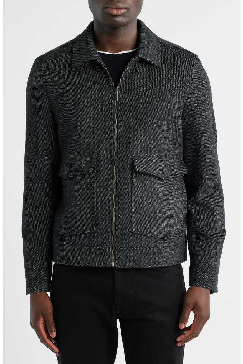 Wool Blend Zip Front Jacket, Alternate, color, DARK GREY