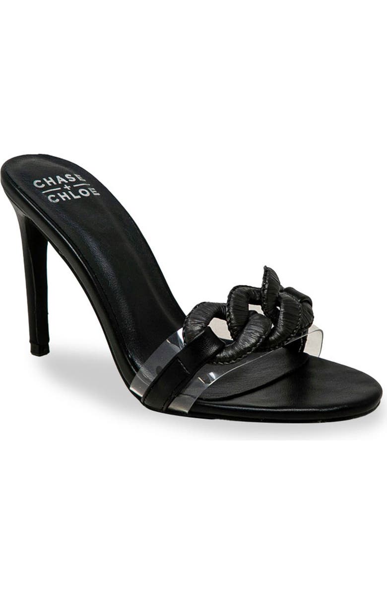 CHASE AND CHLOE Chunky Link Stiletto Mule Sandal, Main, color, Black