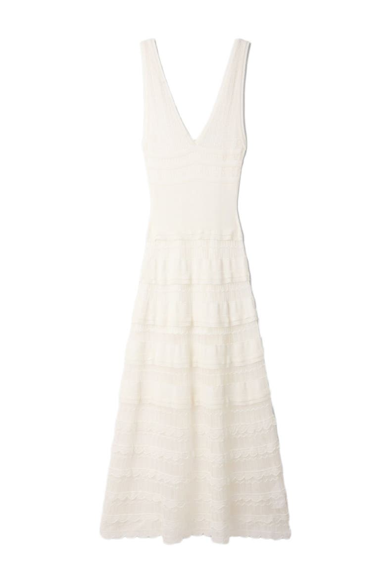 Pointelle knit maxi dress, Alternate, color, White