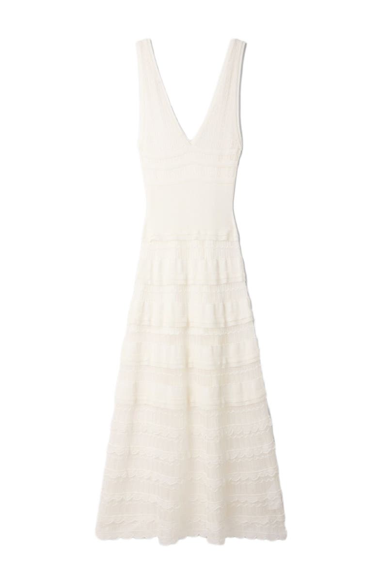 SANDRO Pointelle knit maxi dress, Alternate, color, White