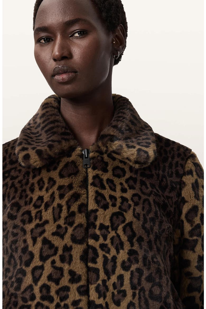 Saye Faux Fur Jacket, Alternate, color, LEOPARD BROWN