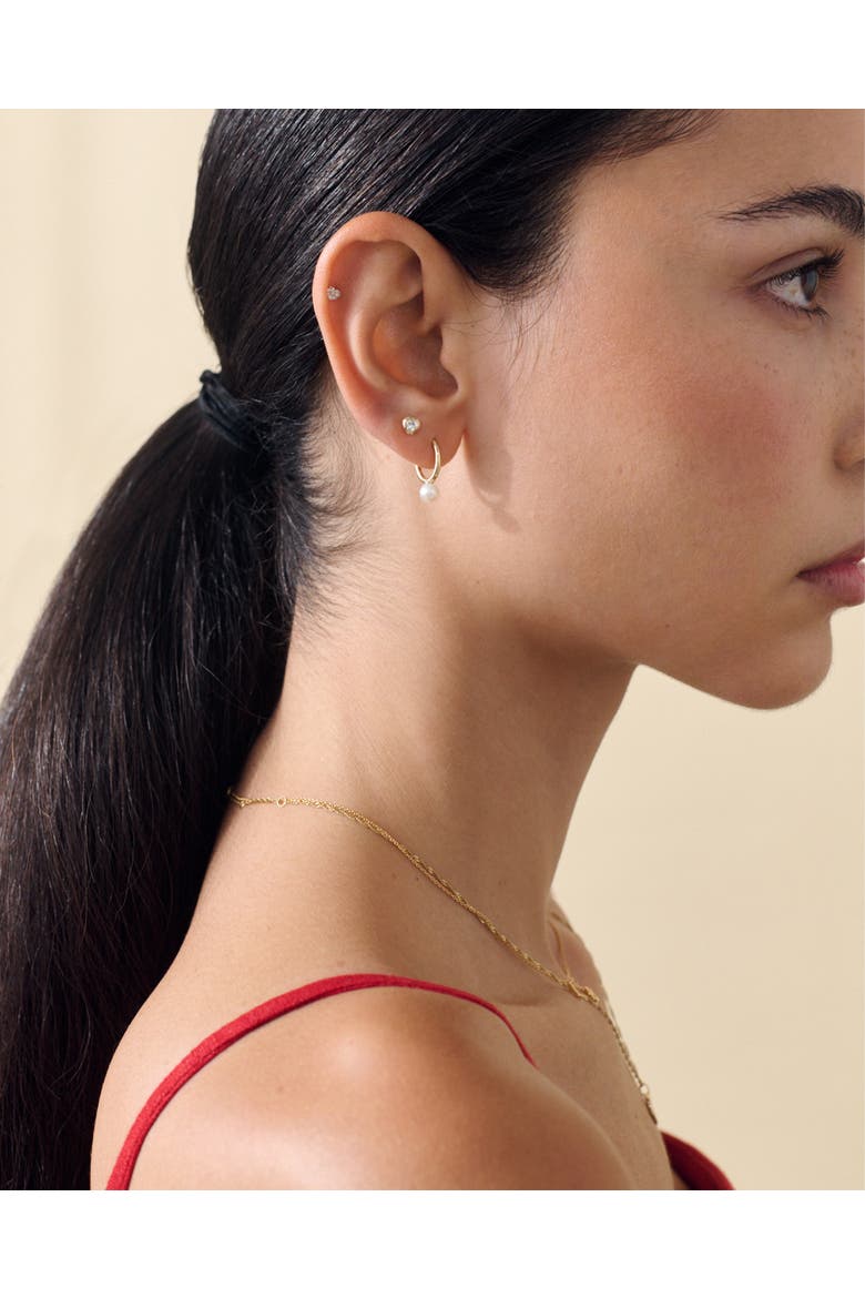 Solid Gold Heart White Sapphire Stud Earrings, Alternate, color, Metallic Gold