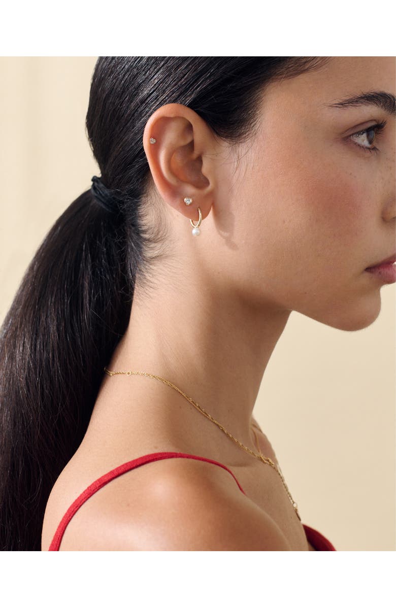 Edge of Ember Solid Gold Heart White Sapphire Stud Earrings, Alternate, color, Metallic Gold