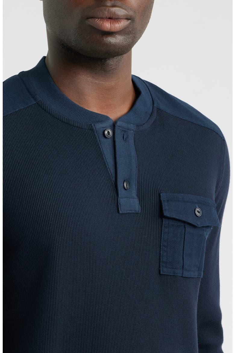 Waffle Stitch Stretch Cotton & Wool Henley, Alternate, color, NAVY