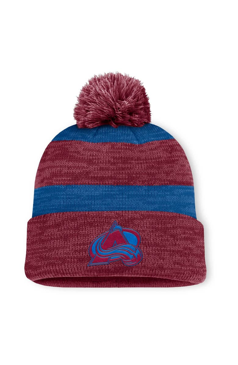 FANATICS Men's Fanatics Burgundy Colorado Avalanche Fundamental Red Line Cuffed Knit Hat with Pom, Main, color, 