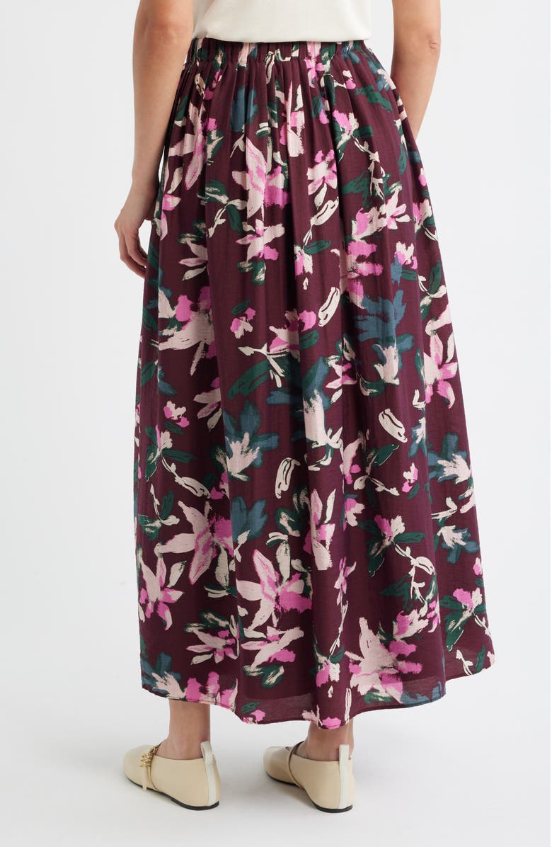 Caslon<sup>®</sup> Print Pleated Maxi Skirt, Alternate, color, Burgundy- Pink Lucy Floral