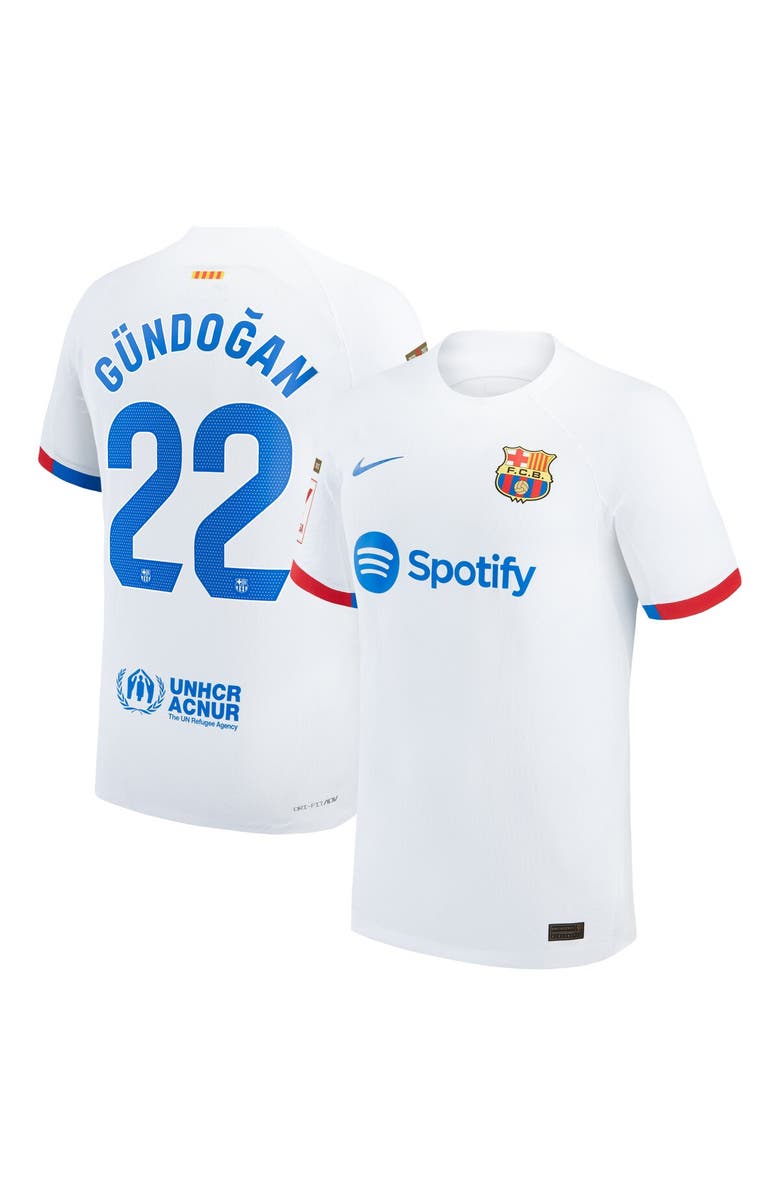 Nike Men's Nike Ilkay Gündogan White Barcelona 2023/24 Away Match Authentic Player Jersey, Main, color, 