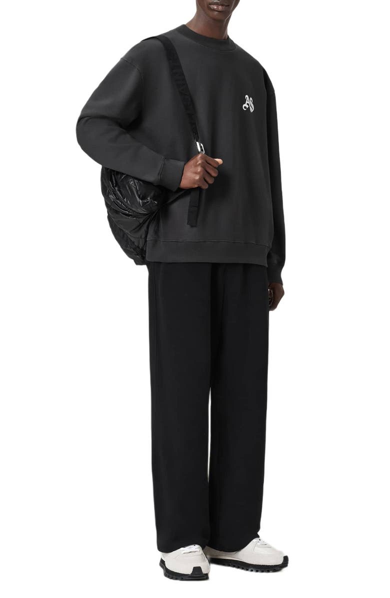 AllSaints Icon Oversize Cotton Crewneck Sweatshirt, Alternate, color, Washed Black
