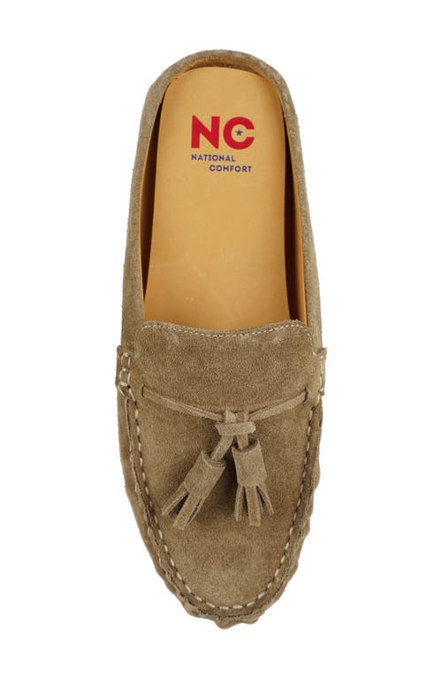 National Comfort Tal Tassel Mule In Taupe Suede