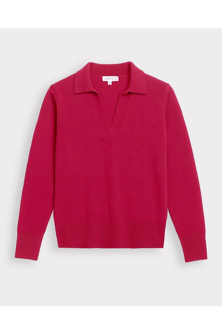 Long Sleeve Collared V-Neck Sweater, Alternate, color, Soft Raspberry