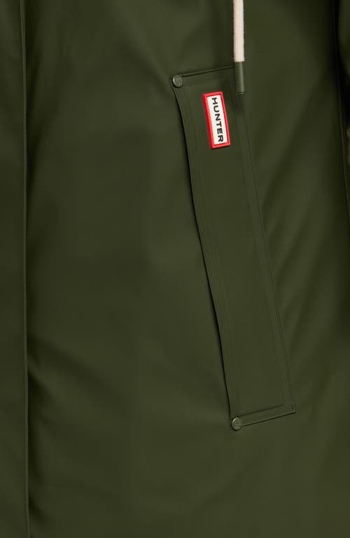 Hunter Sammy Waterproof Faux Fur Lined Hood Insulated Raincoat In Green