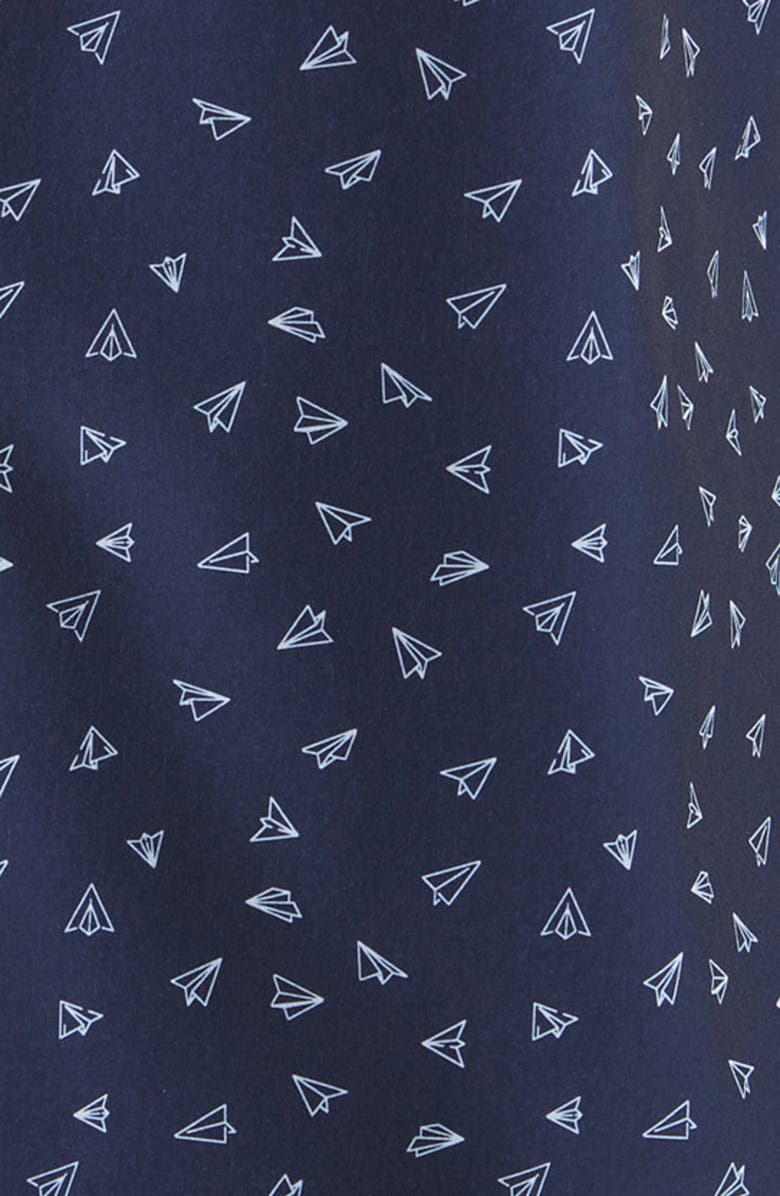 Mizzen+Main Leeward Trim Fit Navy Paper Airplane Short Sleeve Button-Up Performance Shirt, Alternate, color, 
