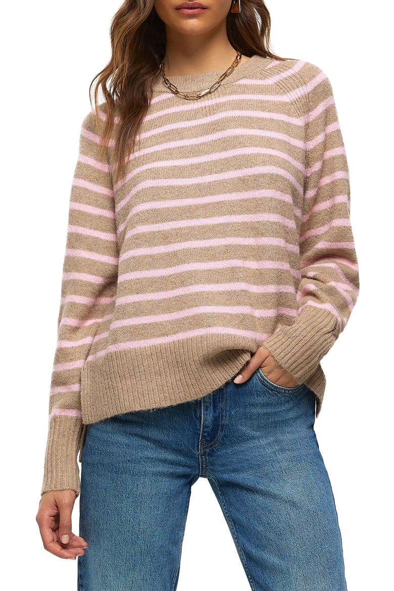 Oversize Stripe Sweater, Main, color, BEIGE
