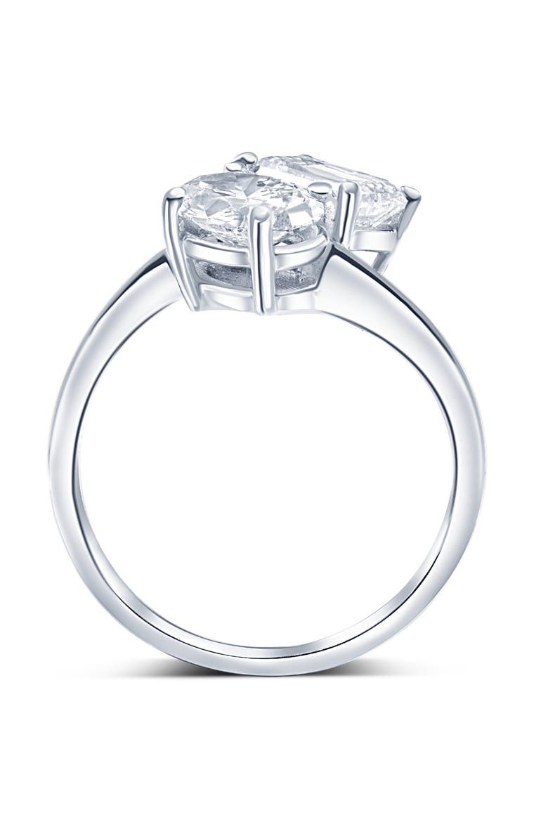 2 1/4Ct TW Toi et Moi Oval And Emerald Cut Engagement Ring Gold Lab Grown, Alternate, color, 14k White Gold