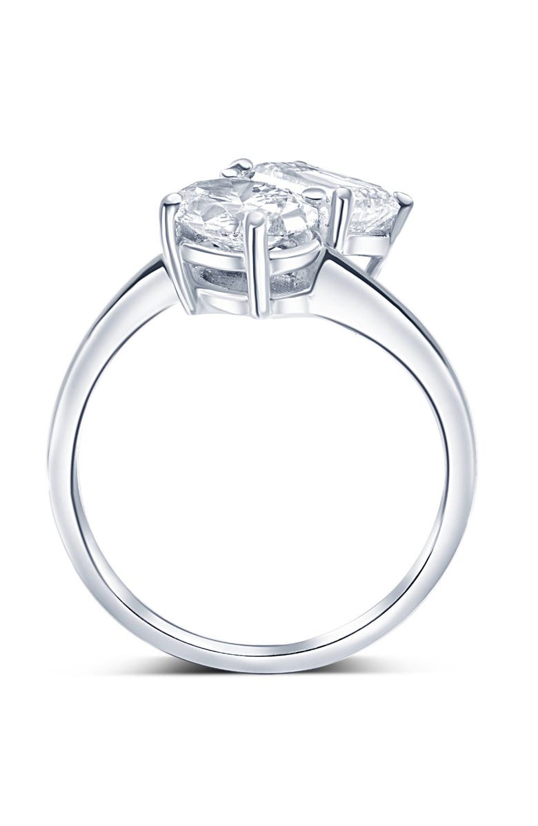 Bliss Diamond 2 1/4Ct TW Toi et Moi Oval And Emerald Cut Engagement Ring Gold Lab Grown, Alternate, color, 14K White Gold