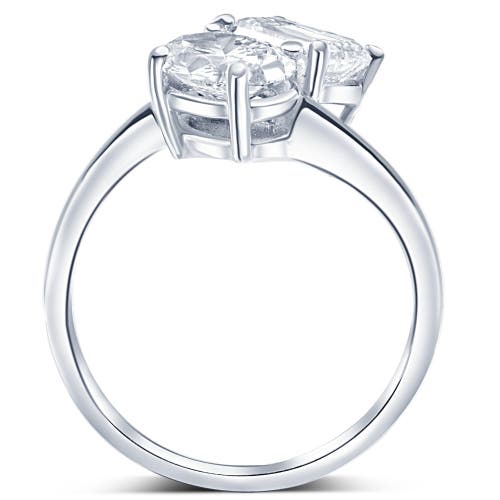 Bliss Diamond 2 1/4ct Tw Toi Et Moi Oval And Emerald Cut Engagement Ring Gold Lab Grown In Silver