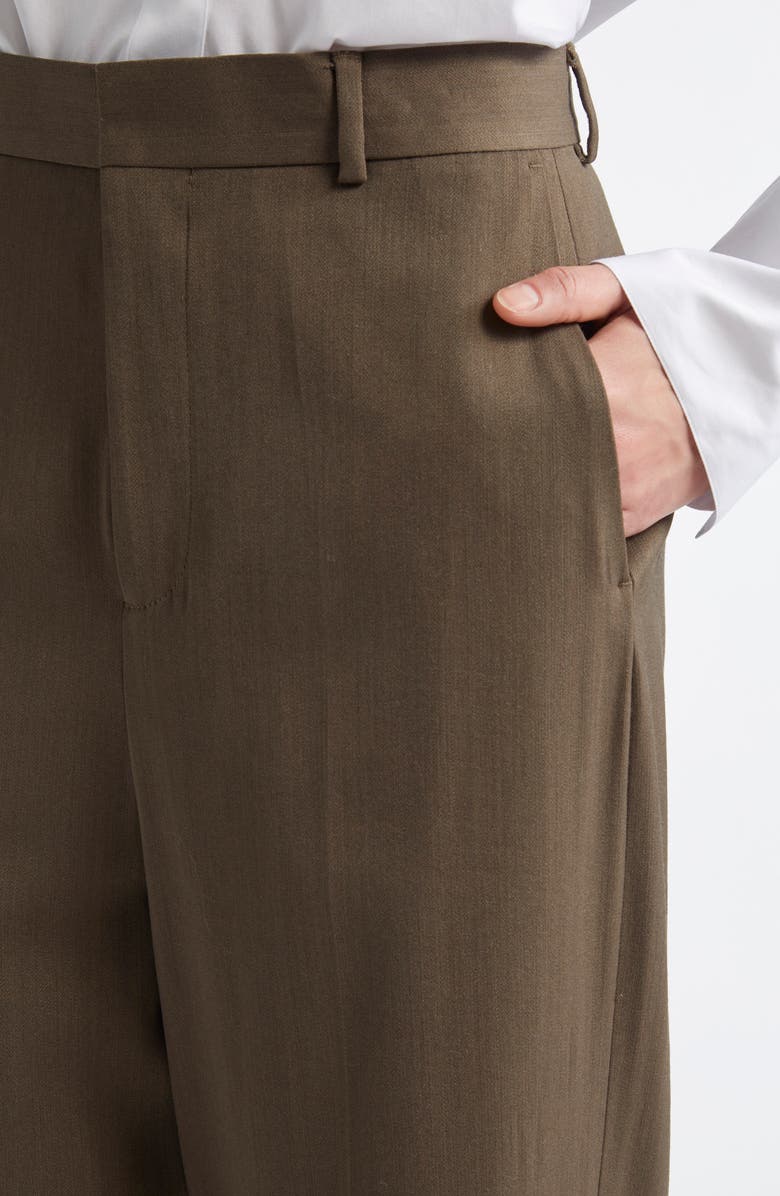 TEURN STUDIOS Straight Leg Wool Gabardine Trousers, Alternate, color, Khaki