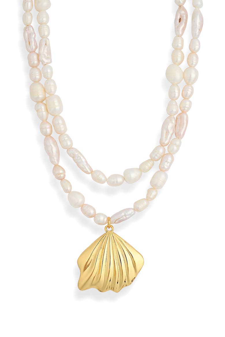Tropea Freshwater Pearl Layered Necklace, Main, color, GOLD