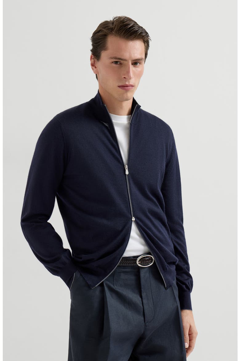 Cashmere and silk cardigan, Main, color, Navy Blue