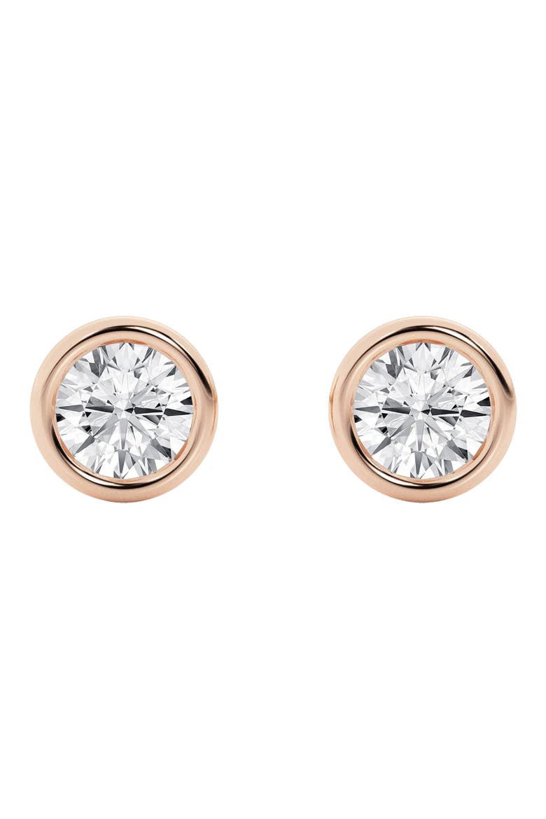 Round Cut Lab Created Diamond Stud Earrings - 1.0ctw, Alternate, color, 1 CTW ROSE GOLD