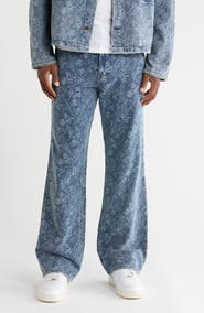 HONOR THE GIFT Floral Jacquard Straight Leg Jeans