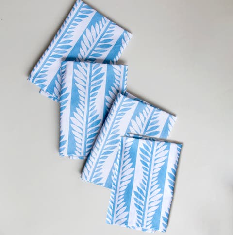 Blue Modern Vines Organic Napkins - Set of 4