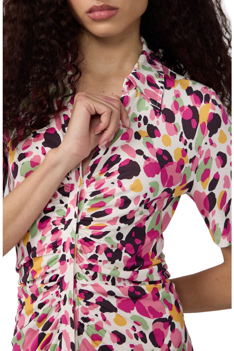 Zoey Short Sleeve Ruched Shirtdress, Alternate, color, SHERBET PONY MULTI
