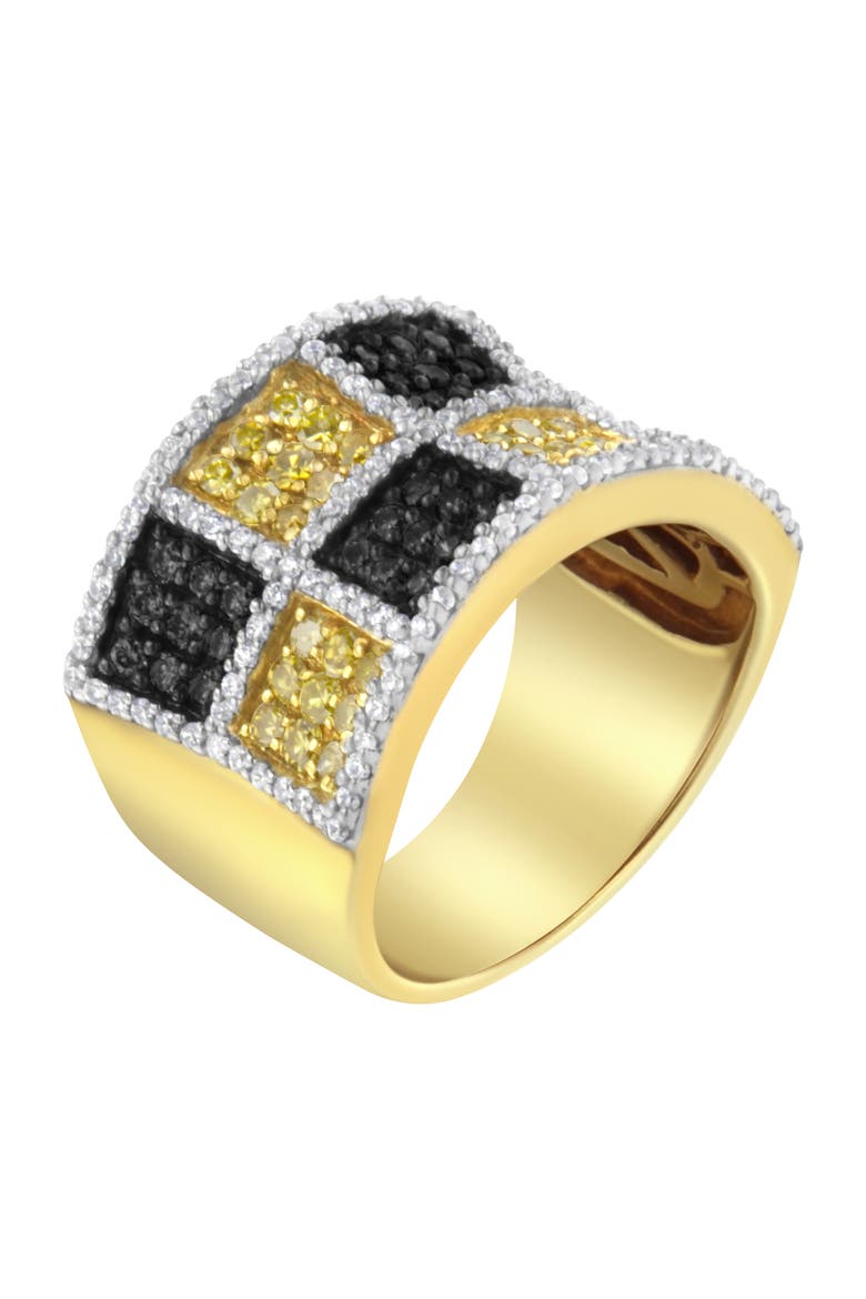 14K Gold 1 1/2Cttw Champagne Yellow and Round Diamond Band Ring, Alternate, color, Yellow