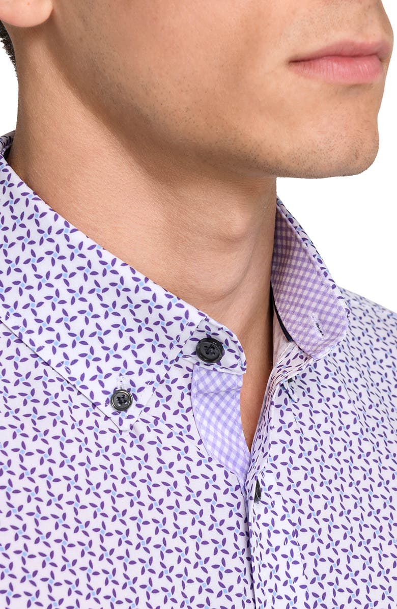 CONSTRUCT Abstract Floral Print Short Sleeve Button-Down Shirt, Alternate, color, 