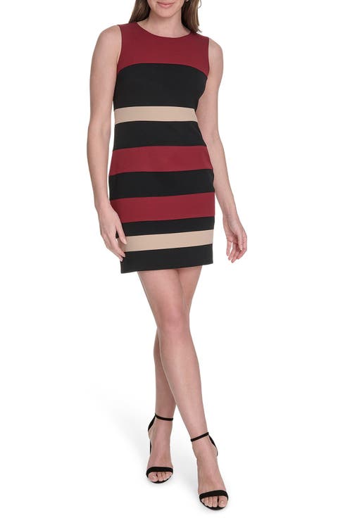 Colorblock Stripe Crepe Sheath Dress (Regular & Plus)
