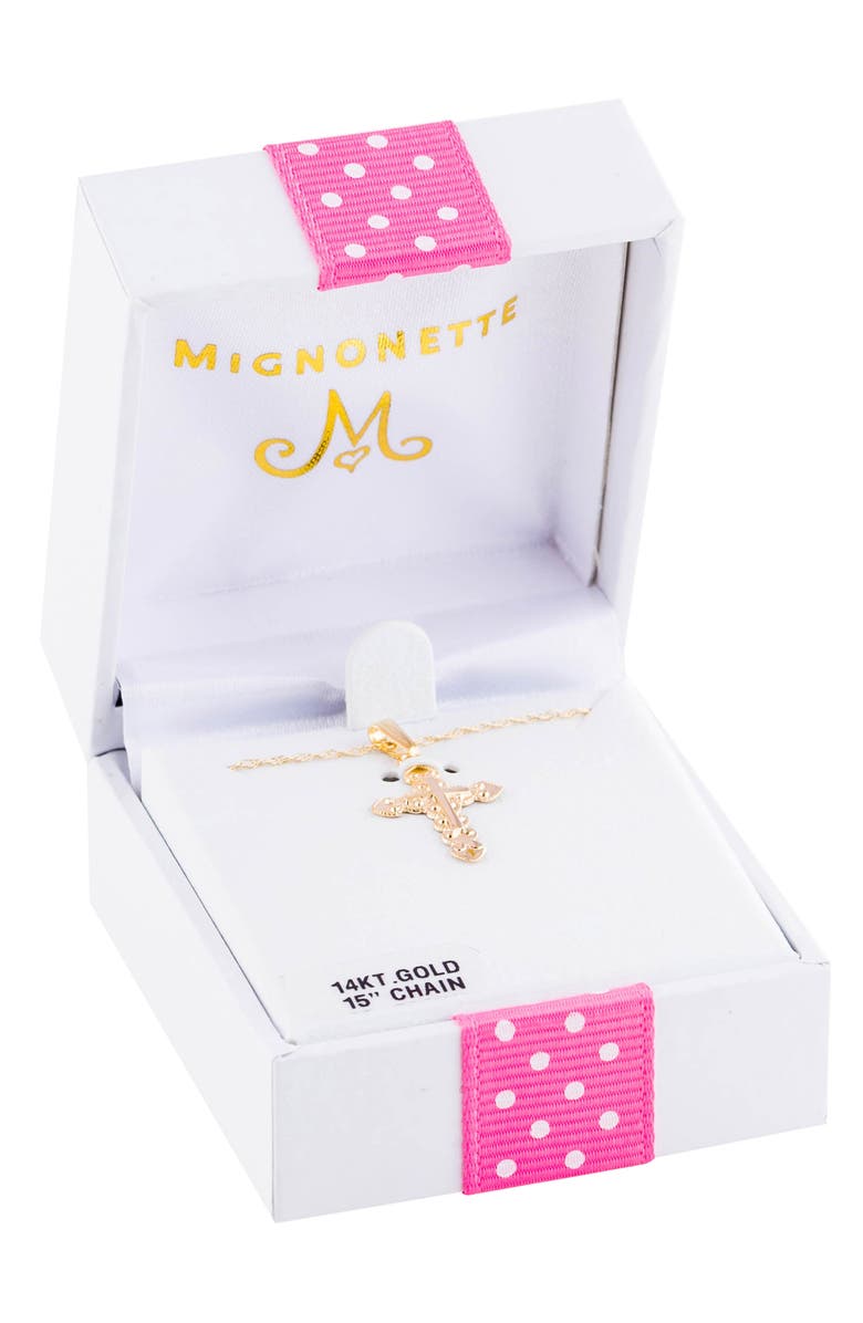Mignonette 14k Gold Cross Necklace, Alternate, color, Gold