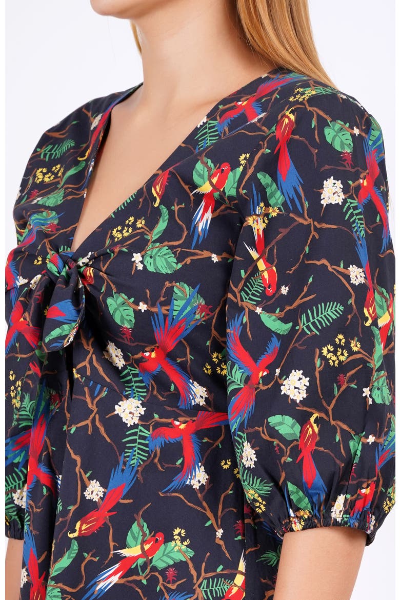 Adriana Tie-Front Midi Dress, Alternate, color, Macaw