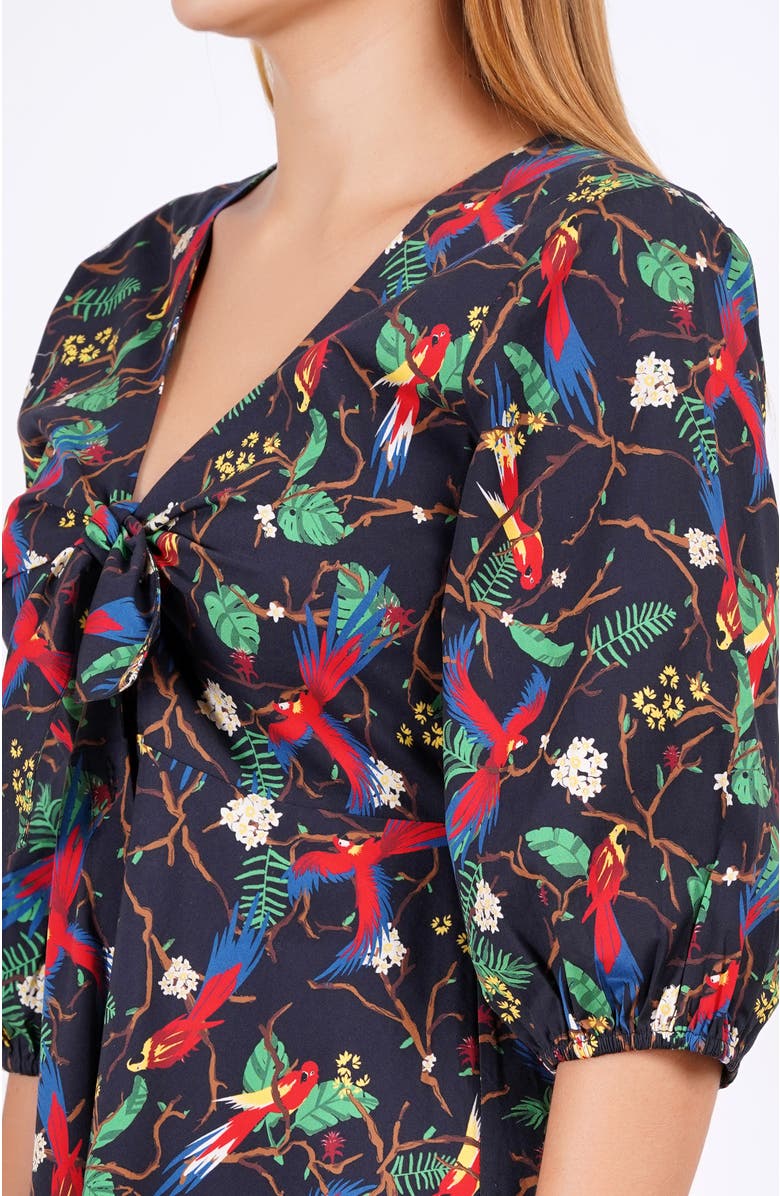 Leota Adriana Tie-Front Midi Dress, Alternate, color, Macaw