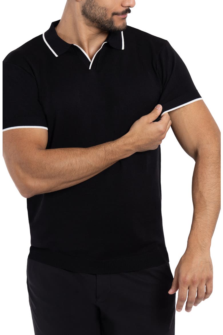 V-Neck Polo Sweater, Alternate, color, BLACK