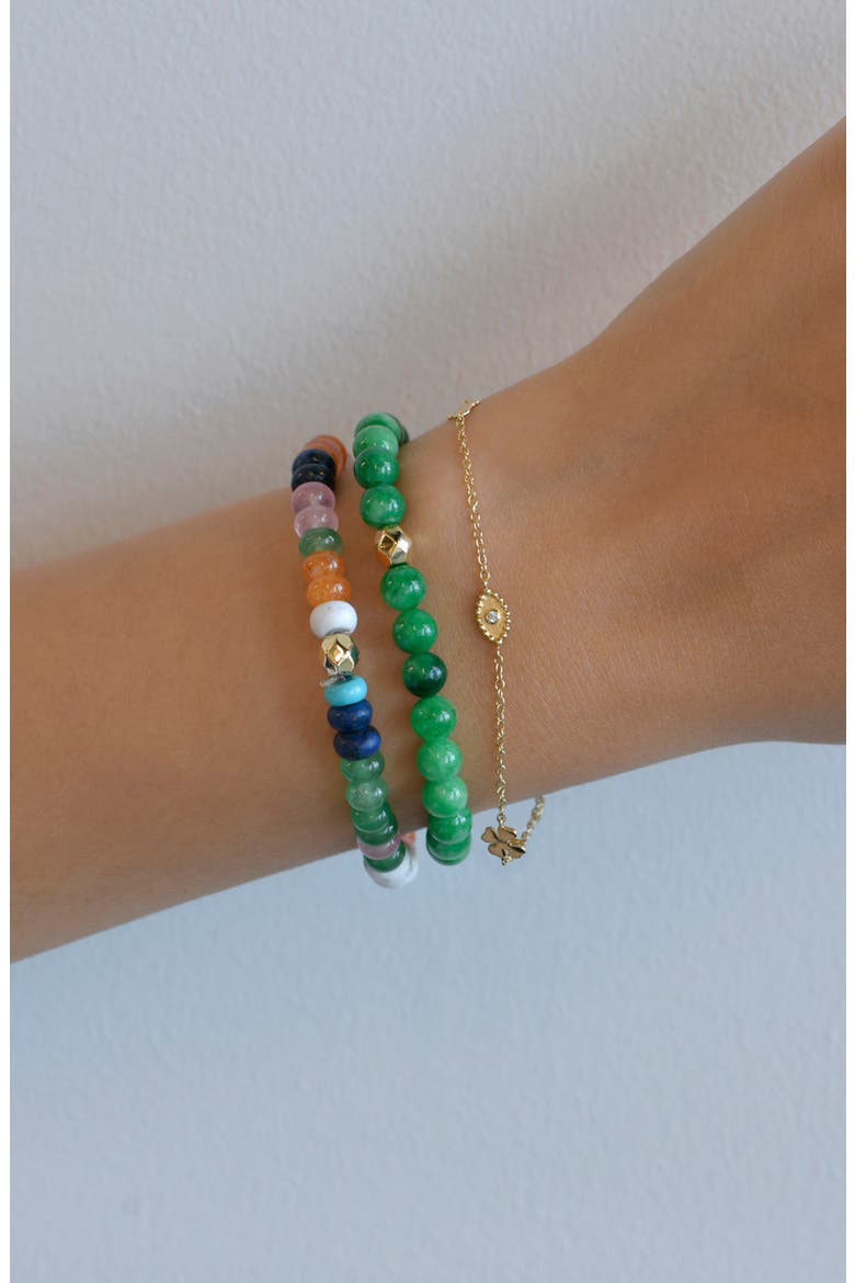 Bohème Smooth Green Jade Stretch Bracelet, Alternate, color, GREEN