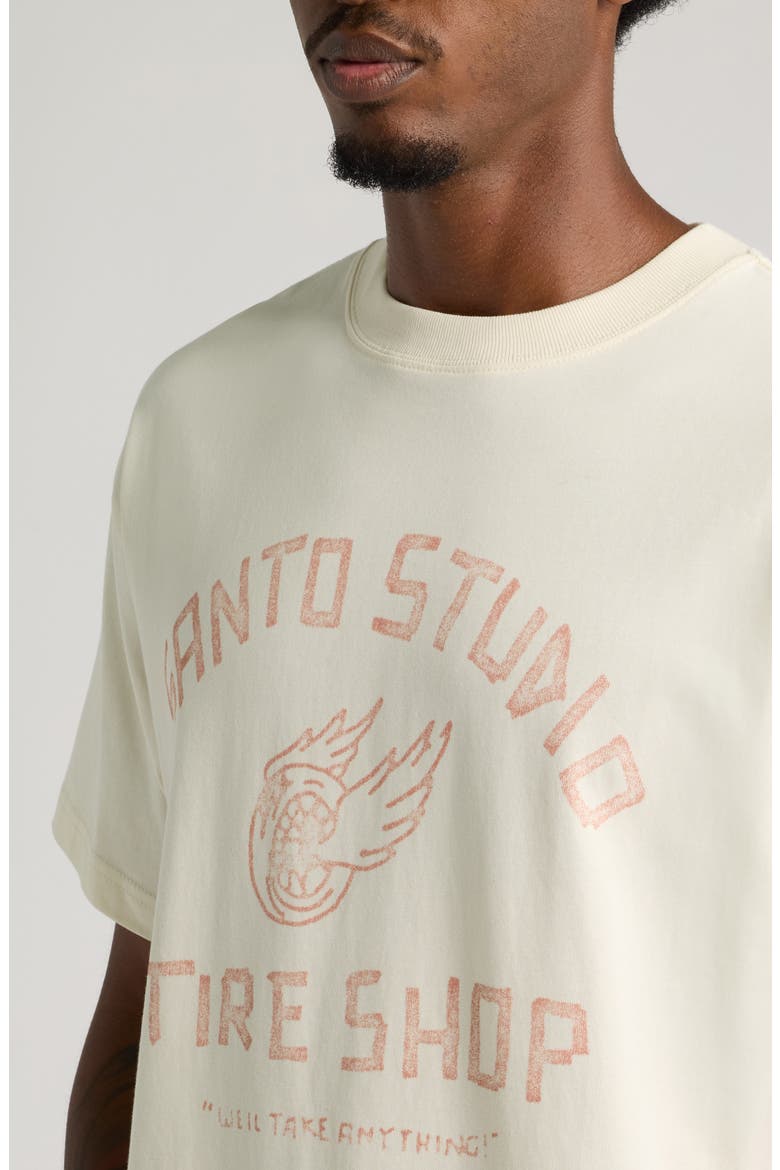 Tire Shop Graphic Cotton T-Shirt, Alternate, color, CREAM