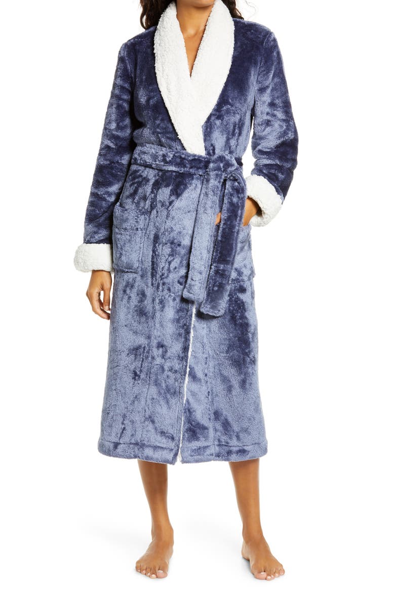 Frosted Plush Robe, Main, color, BLUE SHADOW