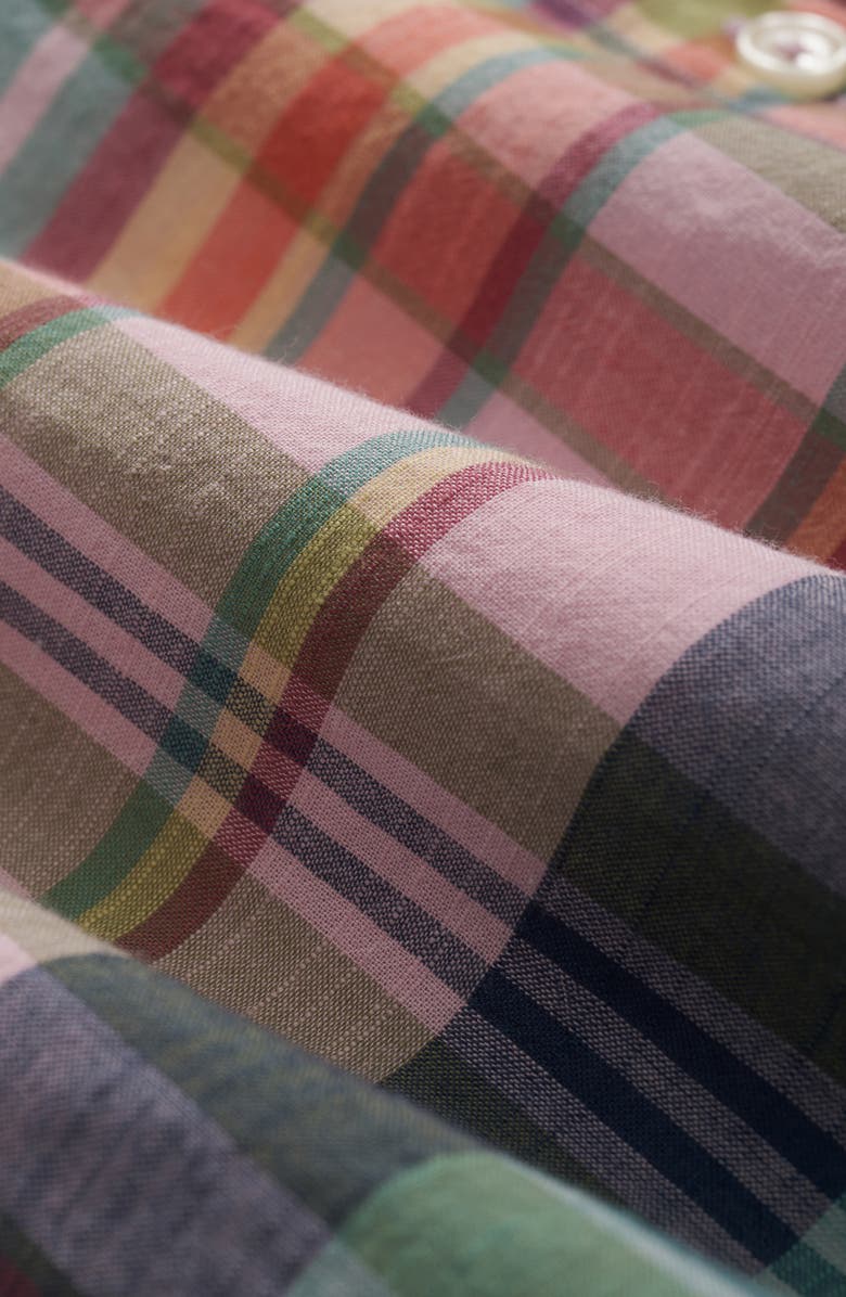 Brooks Brothers Madras Plaid Short Sleeve Button-Down Shirt, Alternate, color,